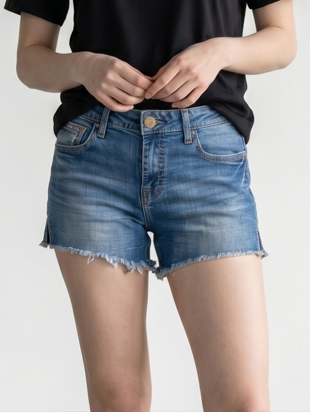 Vigoss Blue Faded Distressed Denim Cutoff Shorts